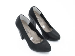 Elegantes tacones negro punta redonda