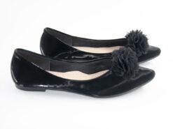 Zapatos Muñeca negros con flor